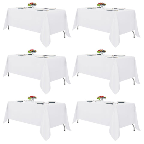 Fitable front packaging showing six white tablecloths and clear labeling for easy selection