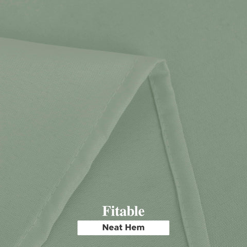 Fitable cloth drape beside chair showing scale and ample overhang for tables