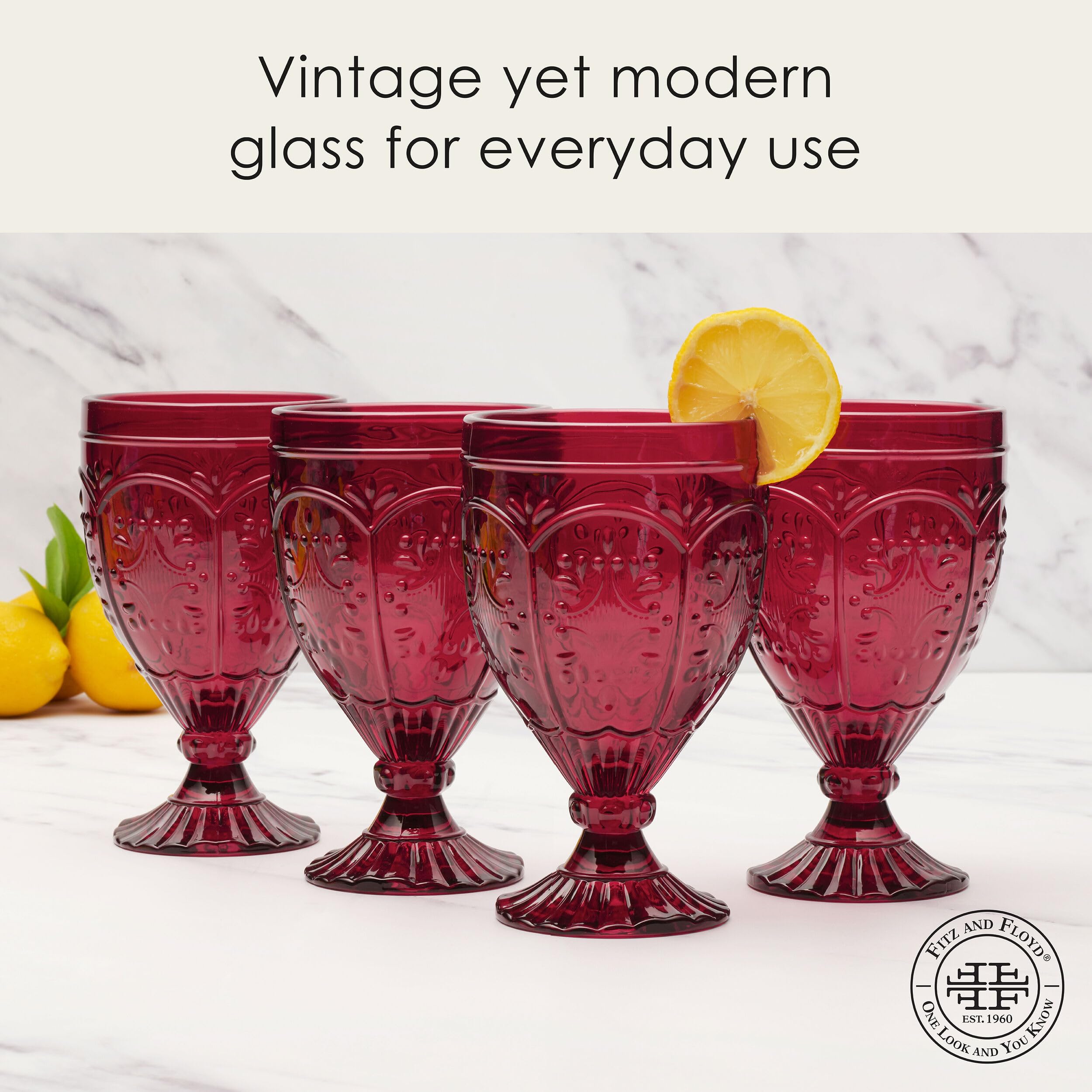 Fitz & Floyd goblets styled on a dining table enhancing festive settings