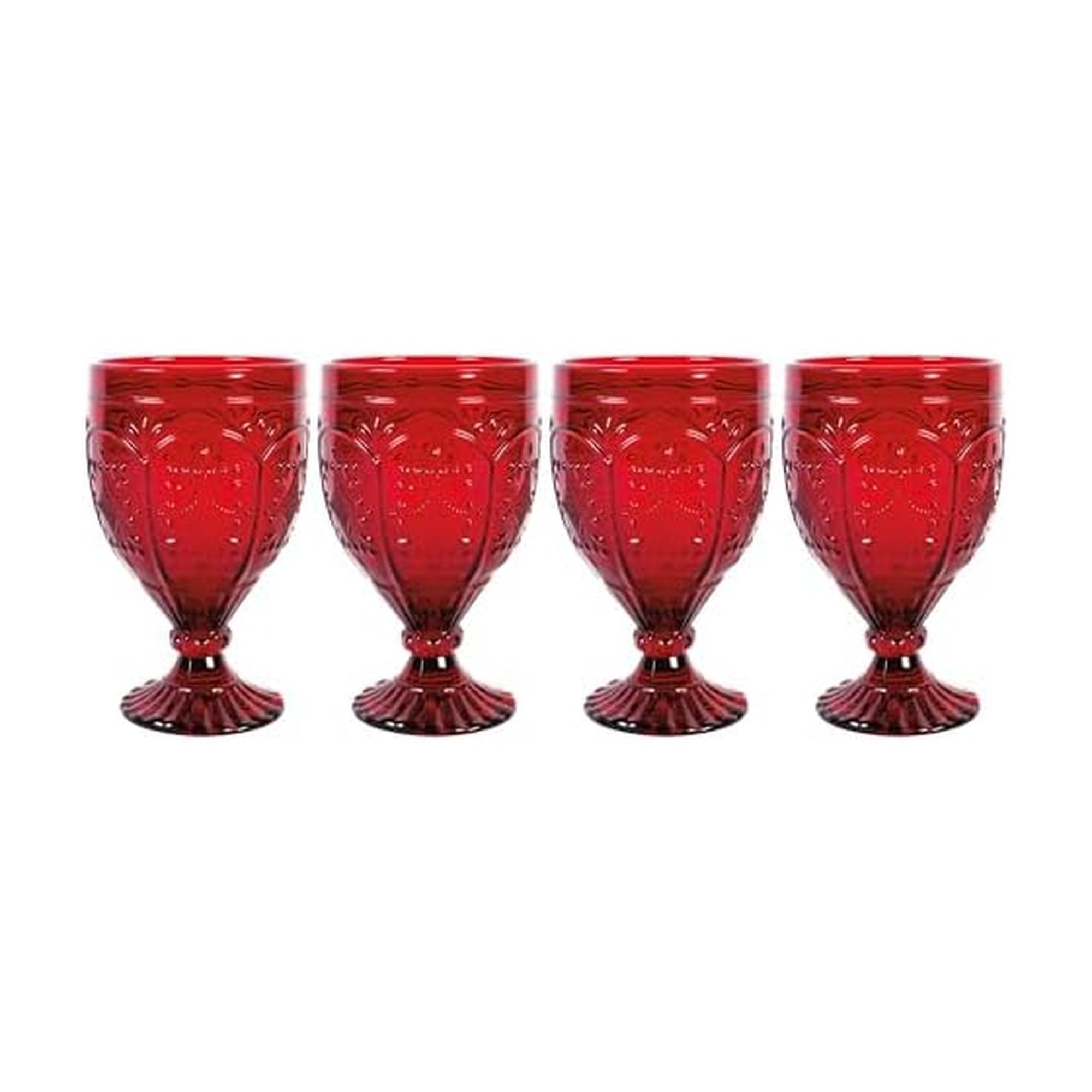 Fitz & Floyd red goblet front view highlighting rich color and decorative appeal