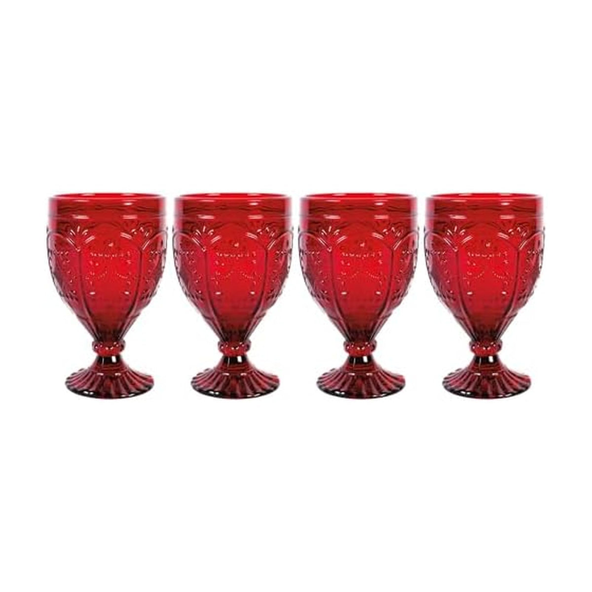 Fitz & Floyd red goblet front view highlighting rich color and decorative appeal