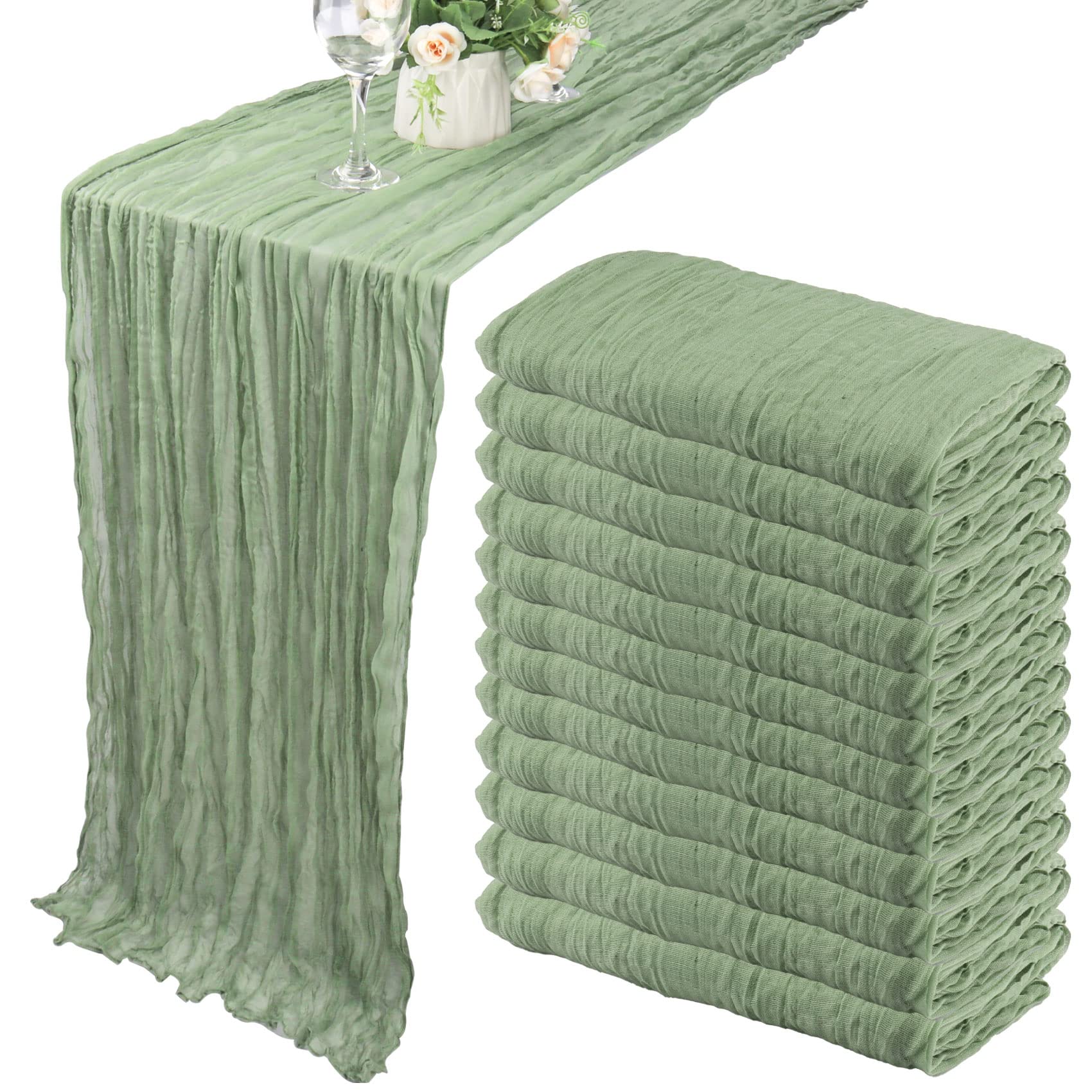Fivenl front view of sage runner showing color and finish for stylish tablescapes