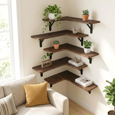 Fixwal shelves holding bathroom items and towels showcasing neat, dry storage