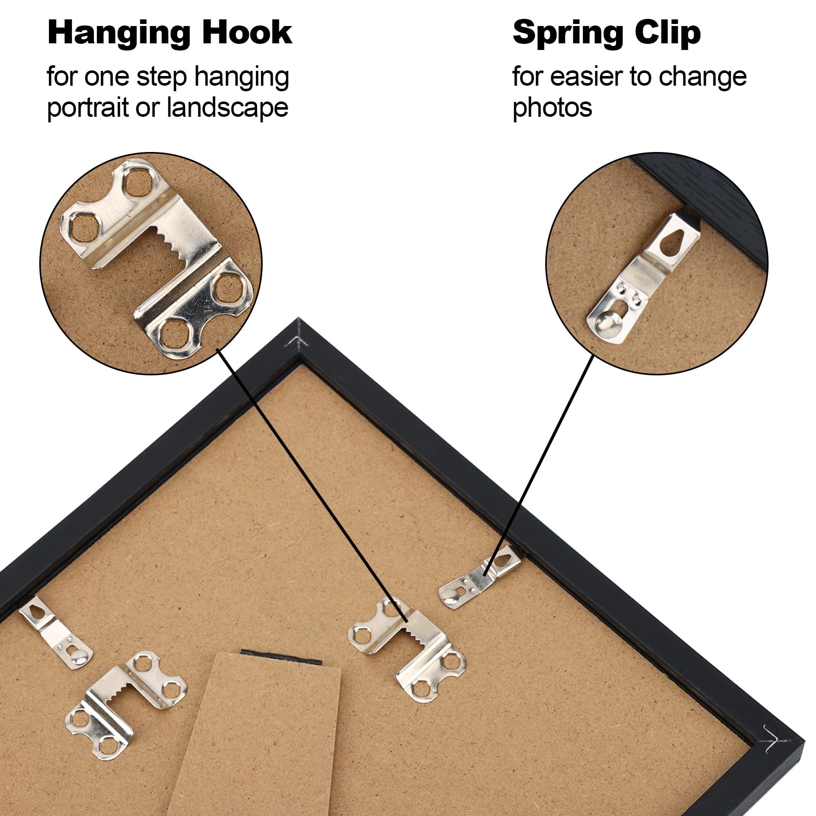 Fixwal frame on shelf using easel back for tabletop display and versatile styling
