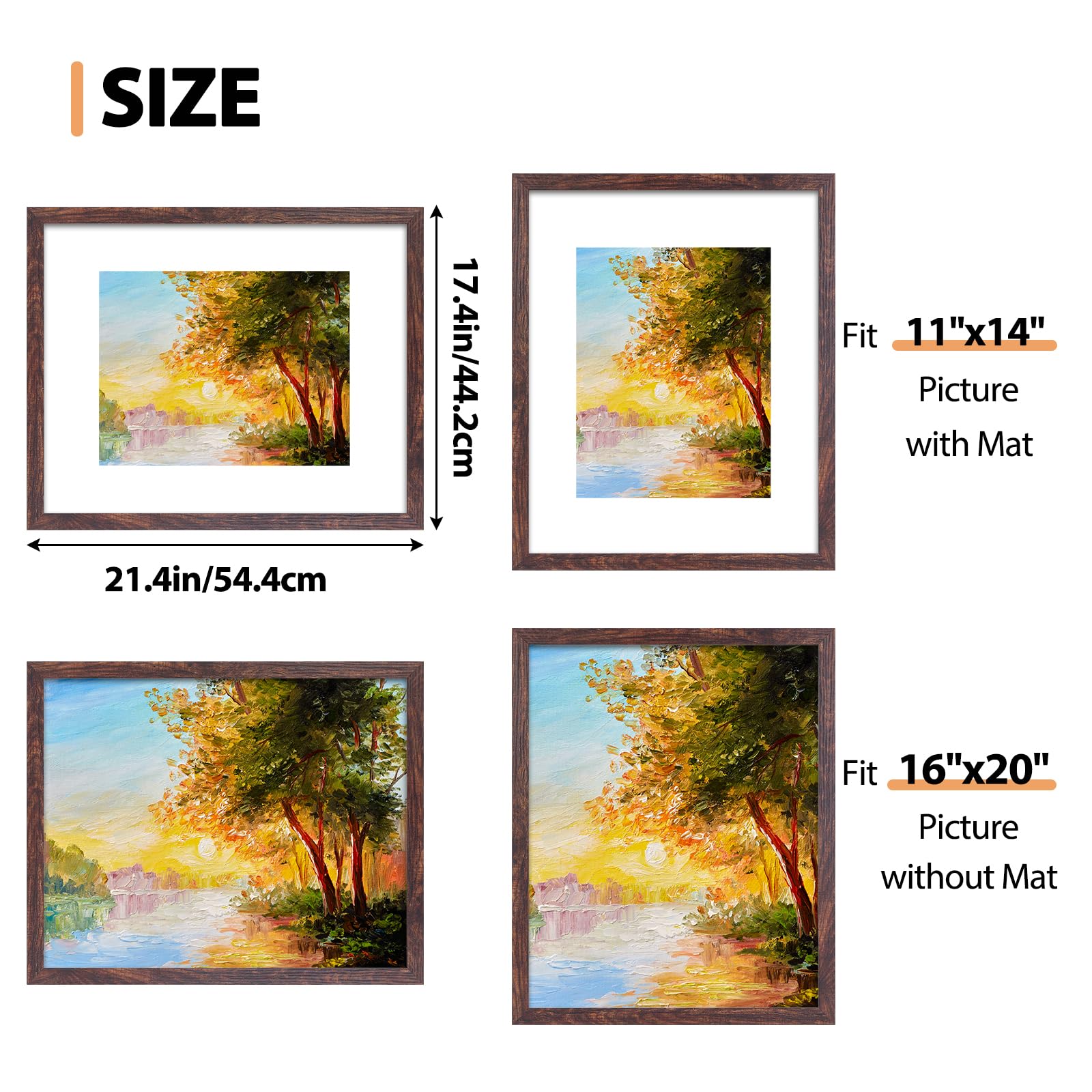 Fixwal frame mat insert detail showing white mat edge, highlights versatile sizing