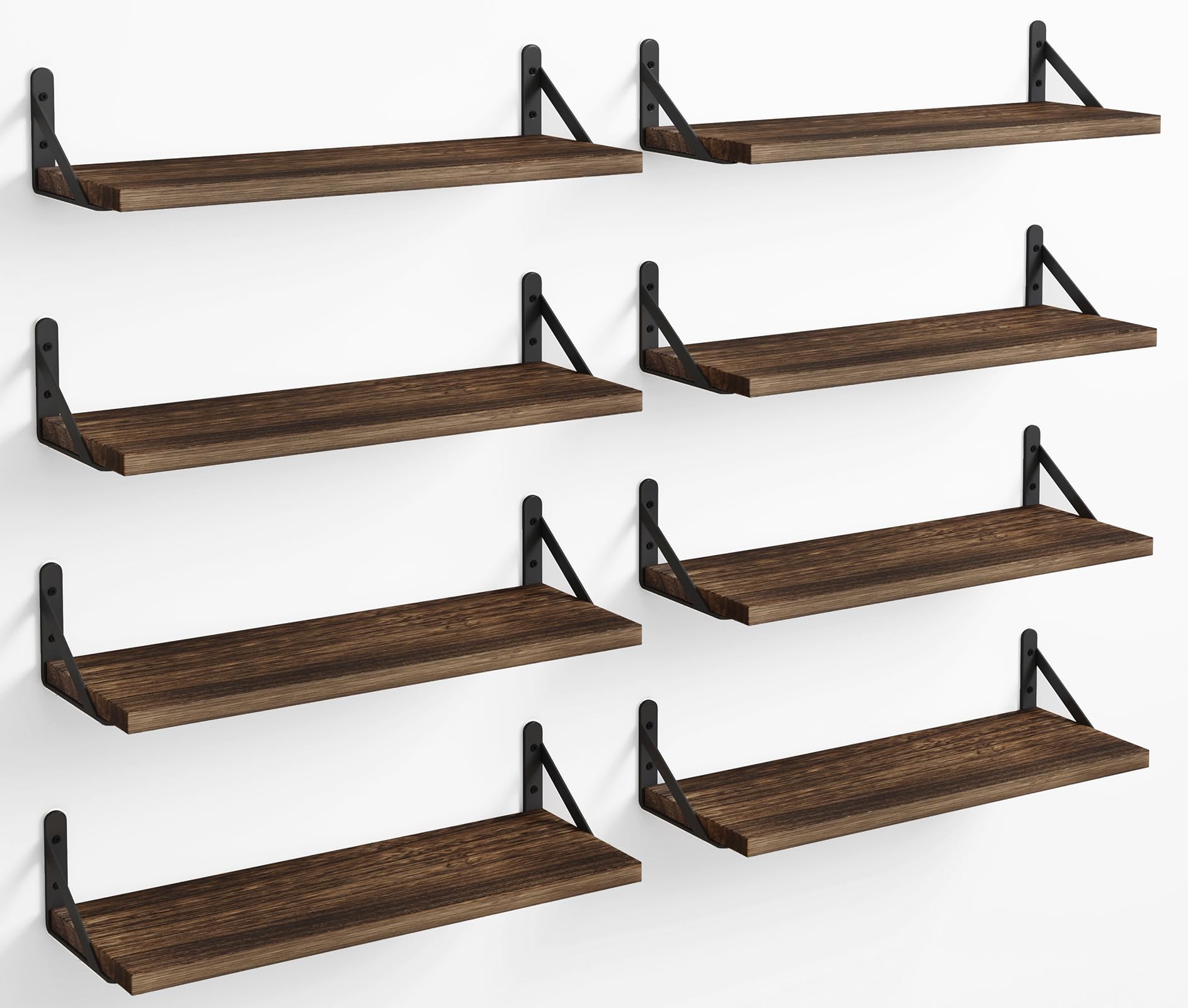Fixwal front packaging showing eight dark carbonized shelves and hardware benefits easy setup