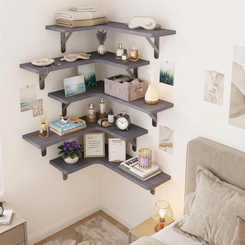 Fixwal styled in living room with plants and photos creating cozy display