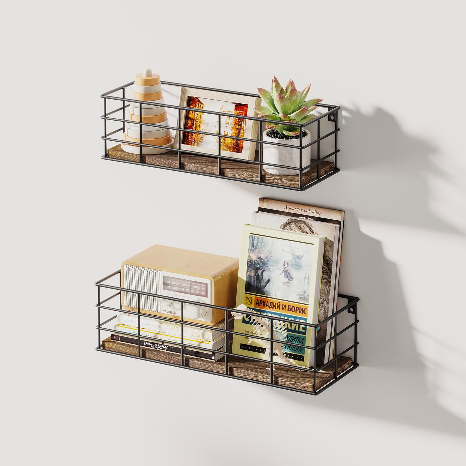 Fixwal wall-mounted shelves styled with plants and décor to enhance room design