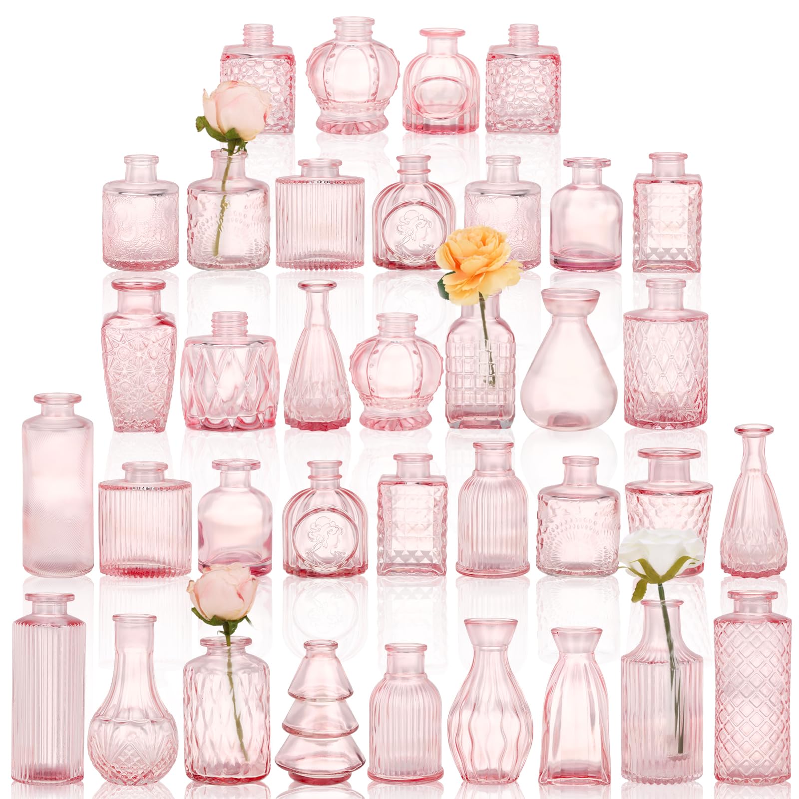 Fixwal pink bud vase front packaging shows full set and benefit of coordinated decor