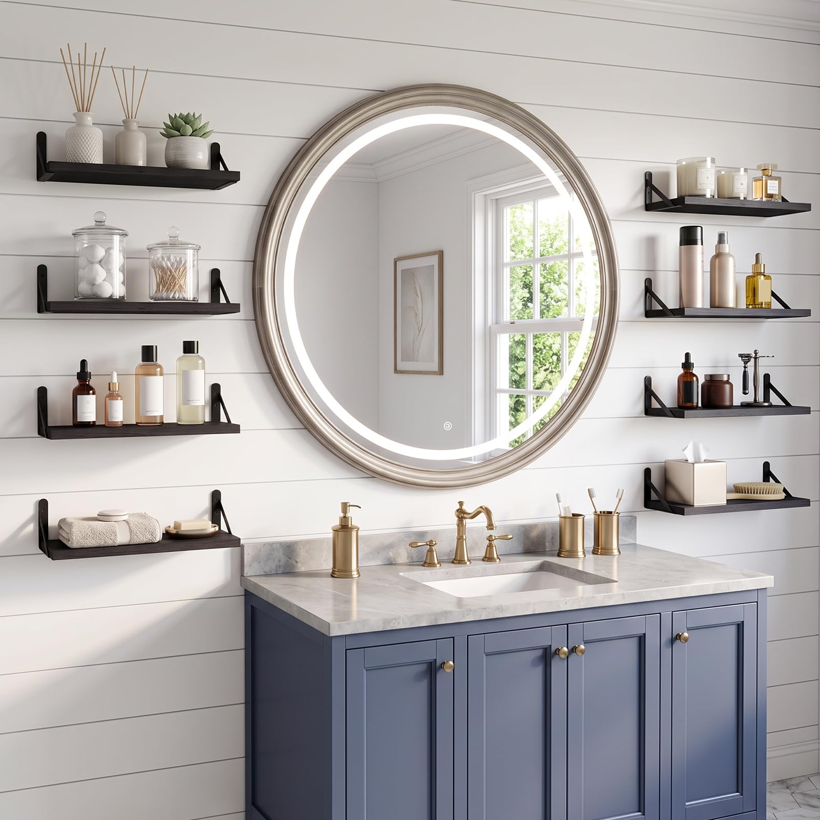 Fixwal shelf beside hand showing size and scale for space-planning benefit