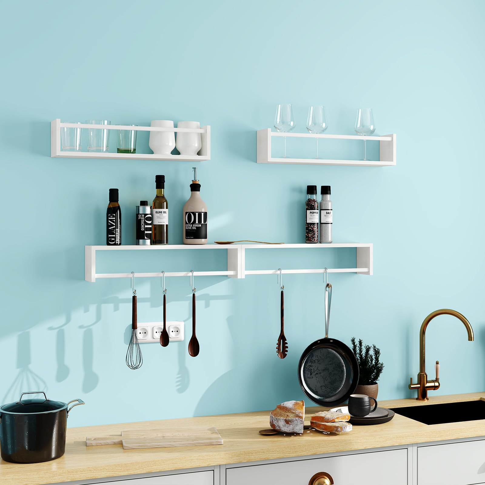 Fixwal shelf beside ruler illustrating 16.5 inch size and space-saving benefit