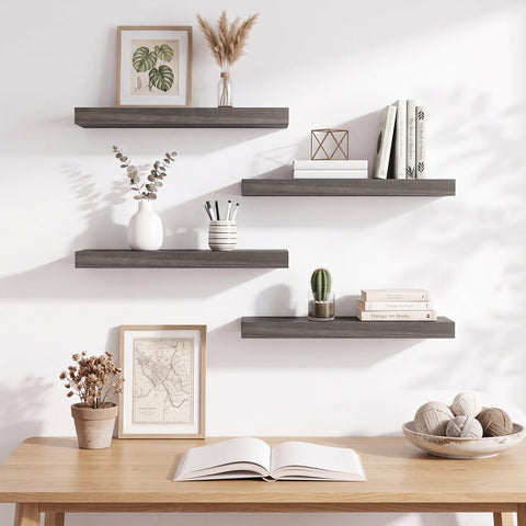 Fixwal shelf shown next to hand and ruler to show 15.8 inch size for placement