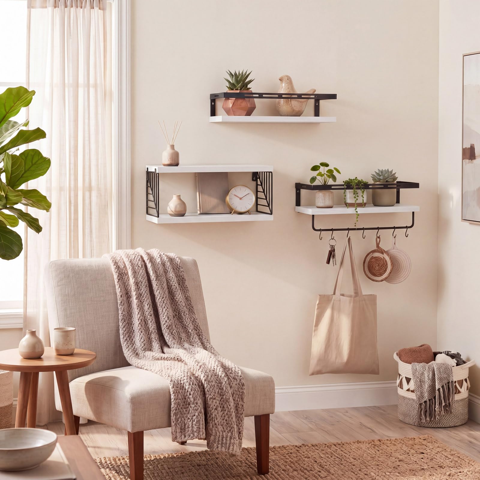 Fixwal shelf size comparison over toilet showing compact footprint