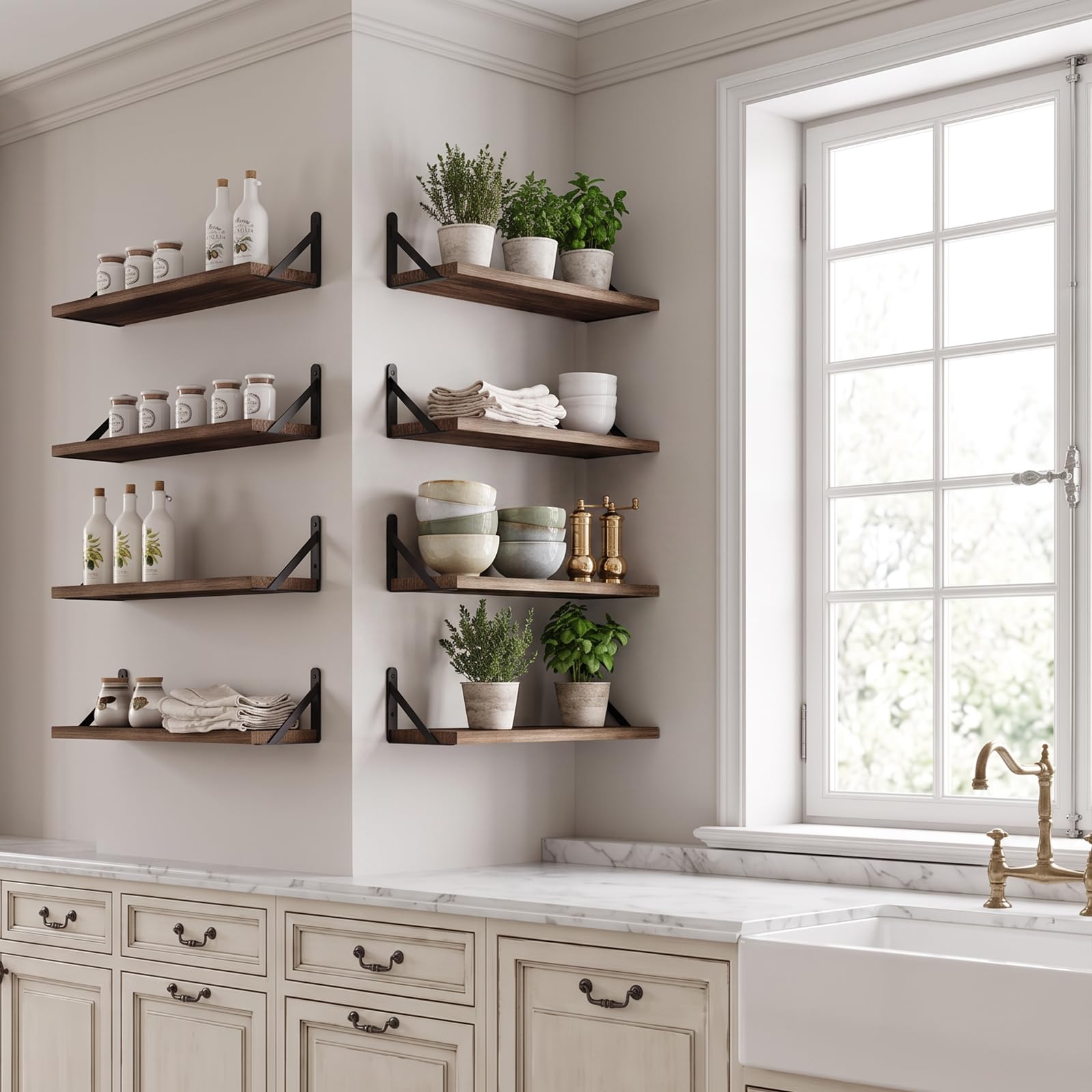 Fixwal shelf next to ruler showing compact 4.75-inch depth for tight spaces benefit