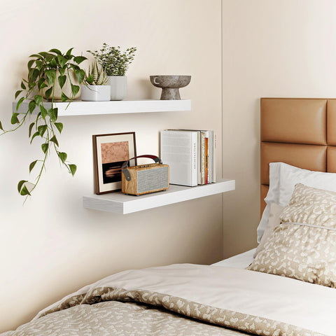 Fixwal shelf beside a book to show scale and practical display capacity benefit