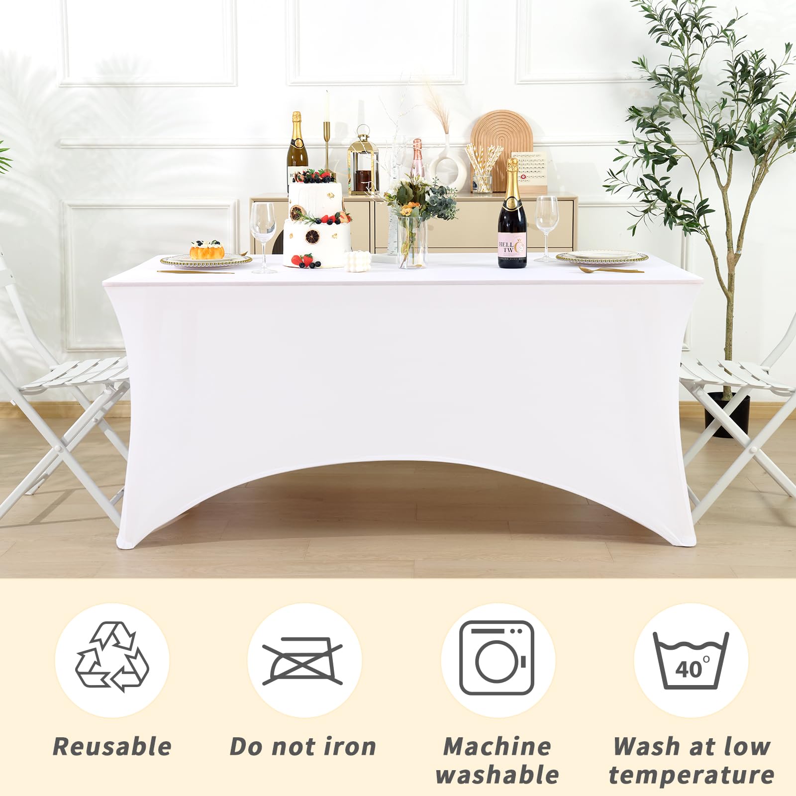Fixwal tablecloth beside tape measure showing correct sizing