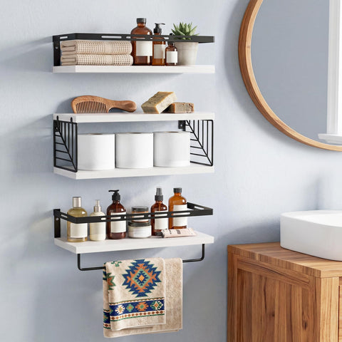 Fixwal towel bar demonstration showing easy hanging and quick access
