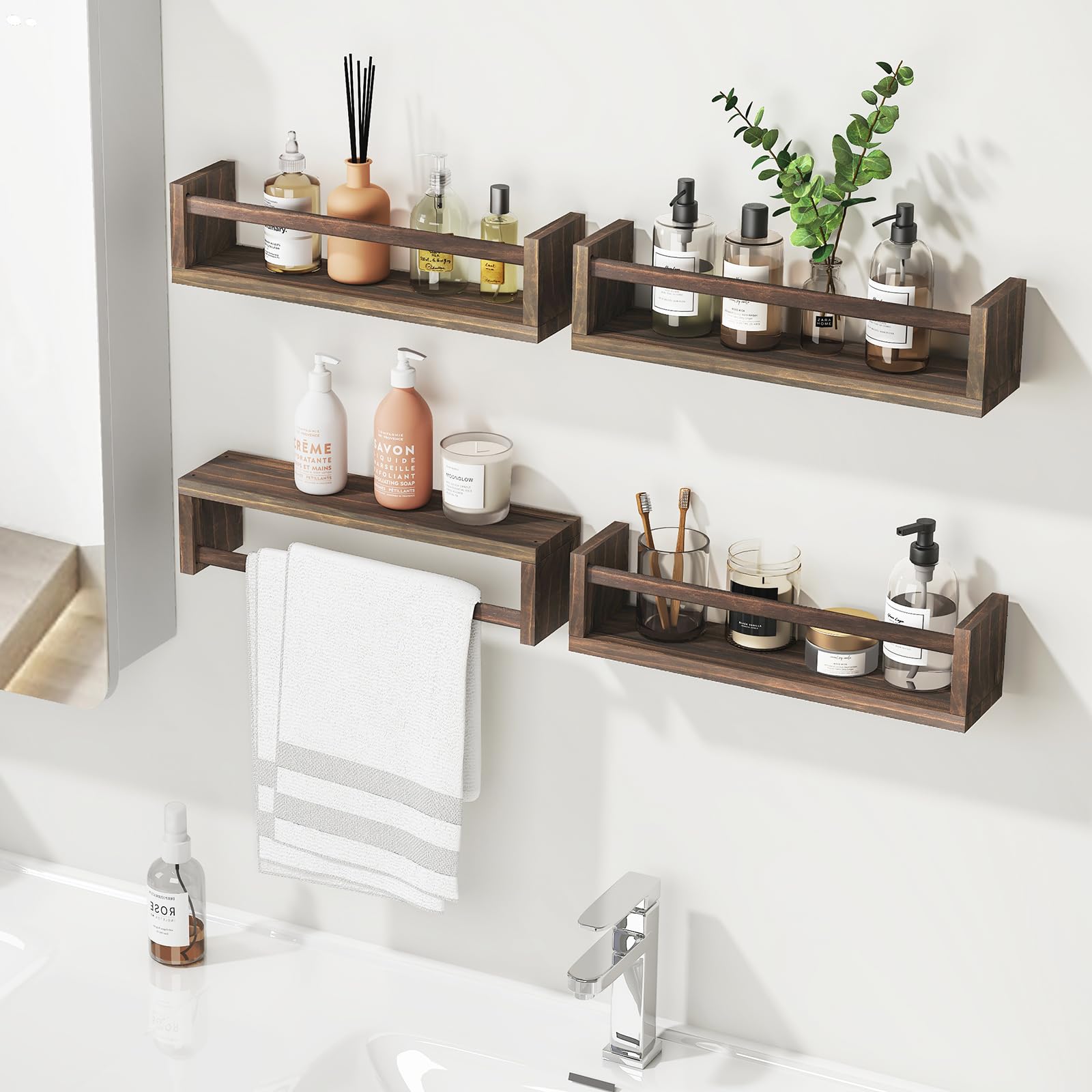 Fixwal shelf installed upside down demonstrating hanger use for kids clothing
