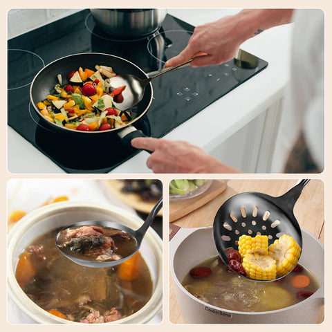 FJNATINH skimmer ladle draining oil from fried food for safer serving