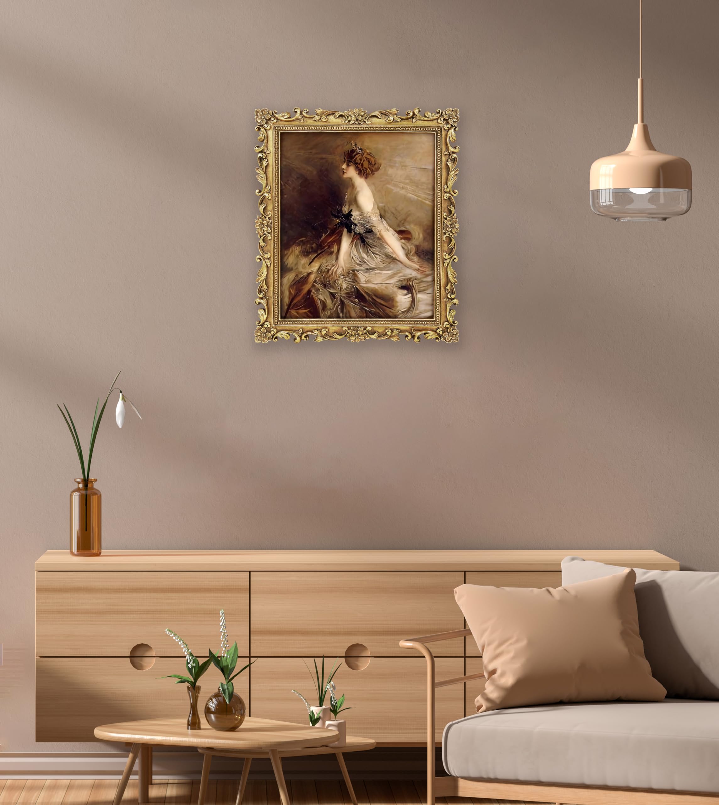 FJXMFRAME gold 8x10 hung in gallery wall adding vintage charm to room