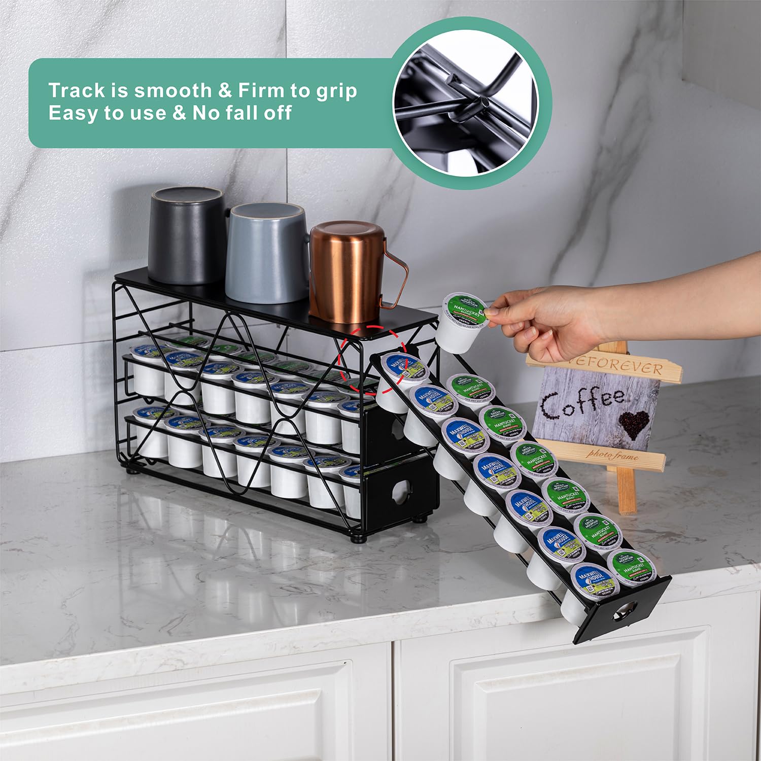 FlagShip open drawer filled with pods showing effortless restocking