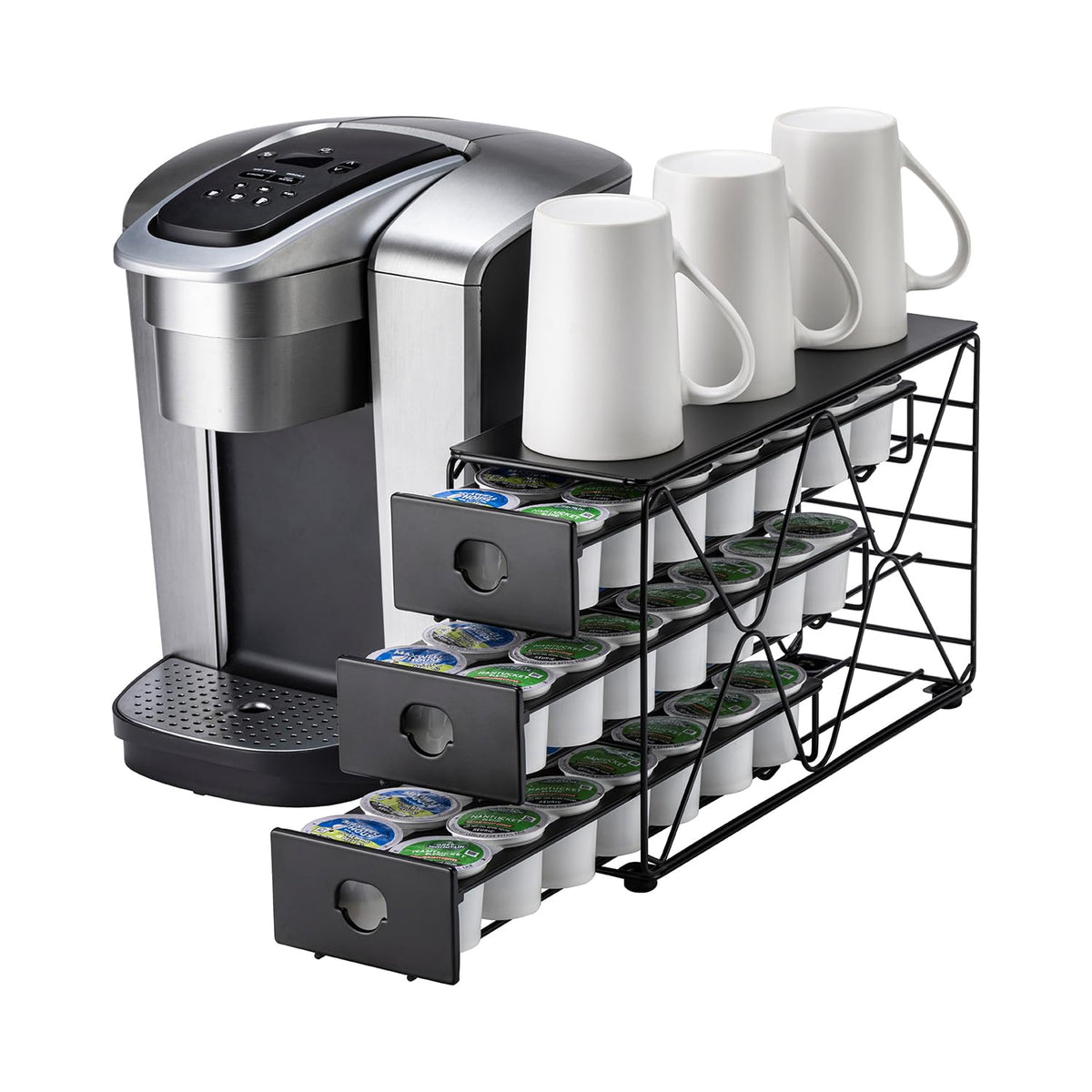 FlagShip front view of K Cup holder showing tidy pods and easy access
