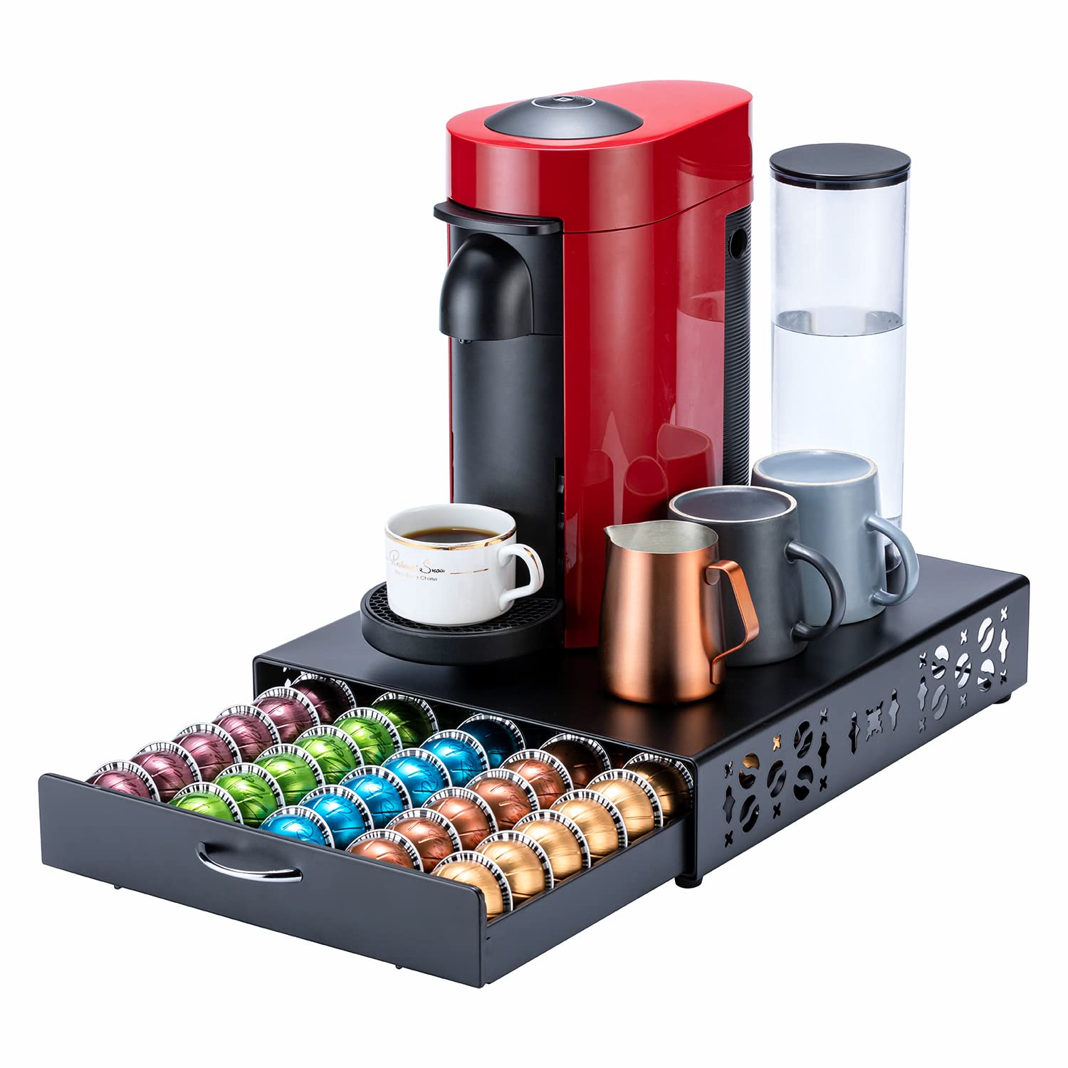 FlagShip front view of black metal pod drawer for tidy storage