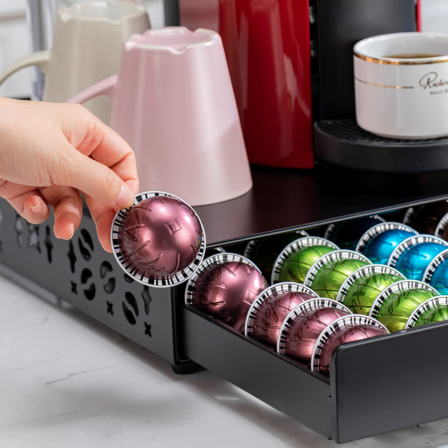 FlagShip on kitchen counter showing organized coffee station benefit