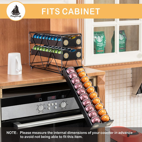 FlagShip fully stocked holder with mixed Vertuo capsules for quick flavor selection