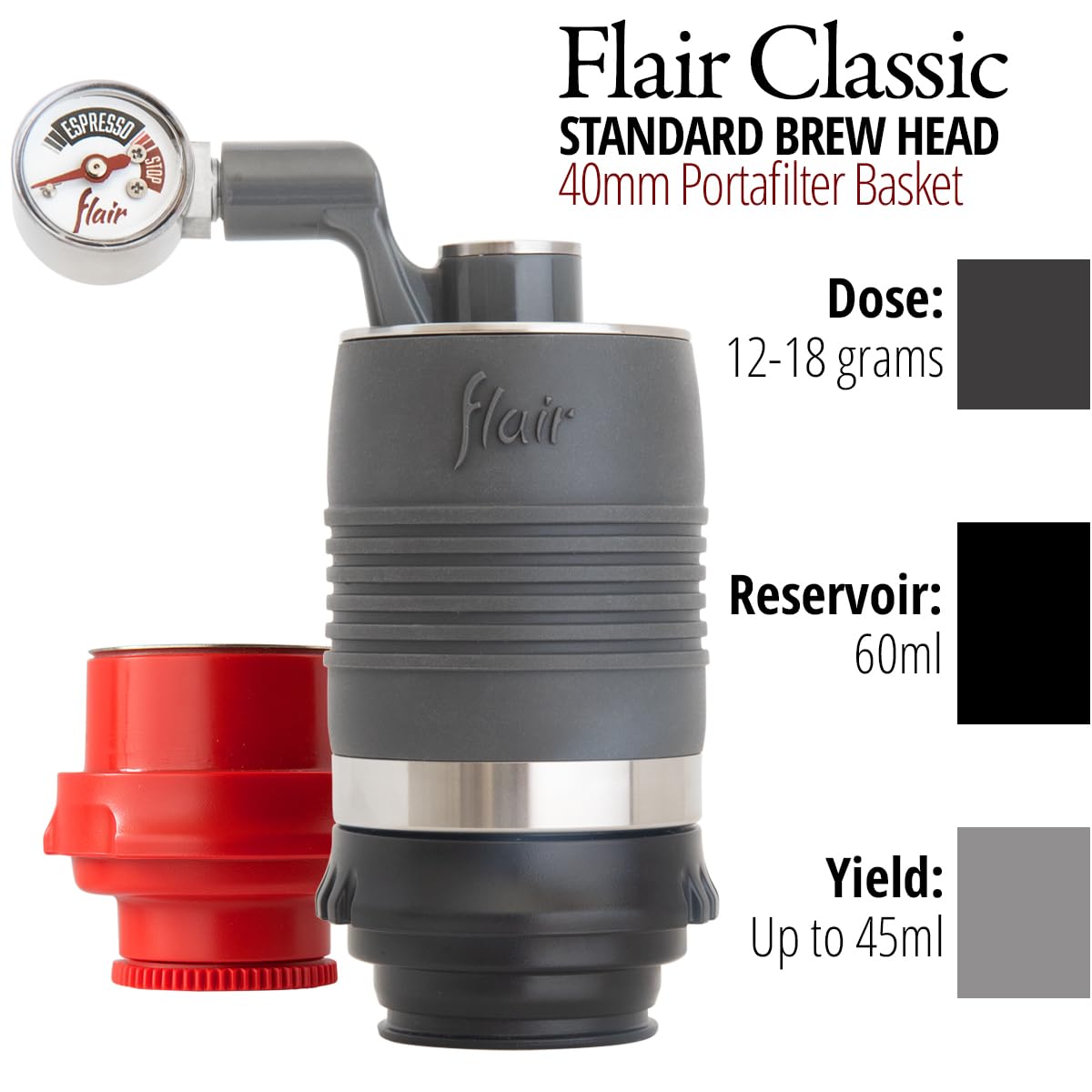 Flair Classic on a kitchen counter suggesting compact, elegant espresso station setup