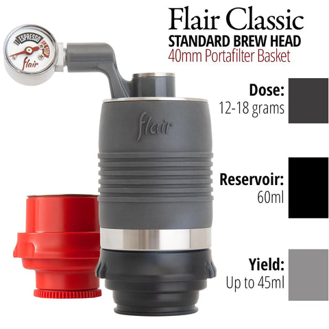 Flair Classic on a kitchen counter suggesting compact, elegant espresso station setup