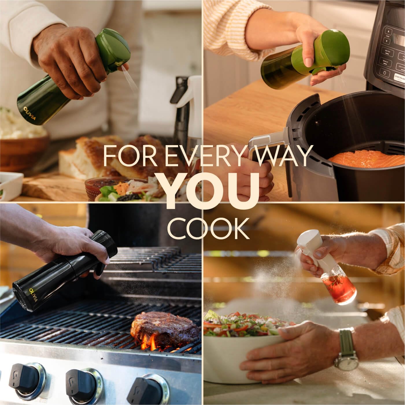 FLAIROSOL Olivia in a BBQ scene, spill-free outdoor grilling benefit
