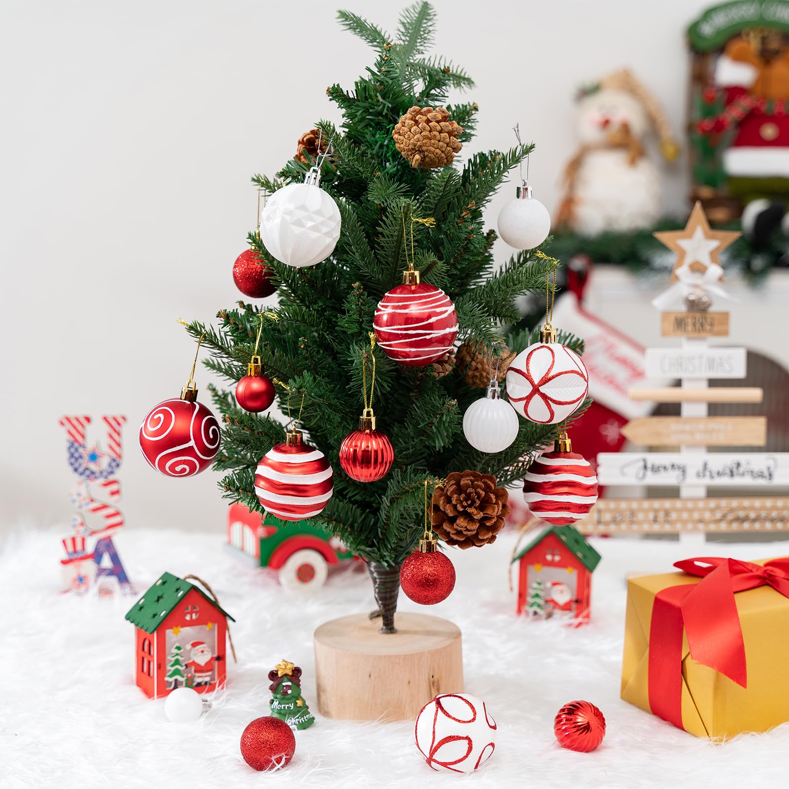 FlameFlash ornaments hung on Christmas tree creating bright festive atmosphere