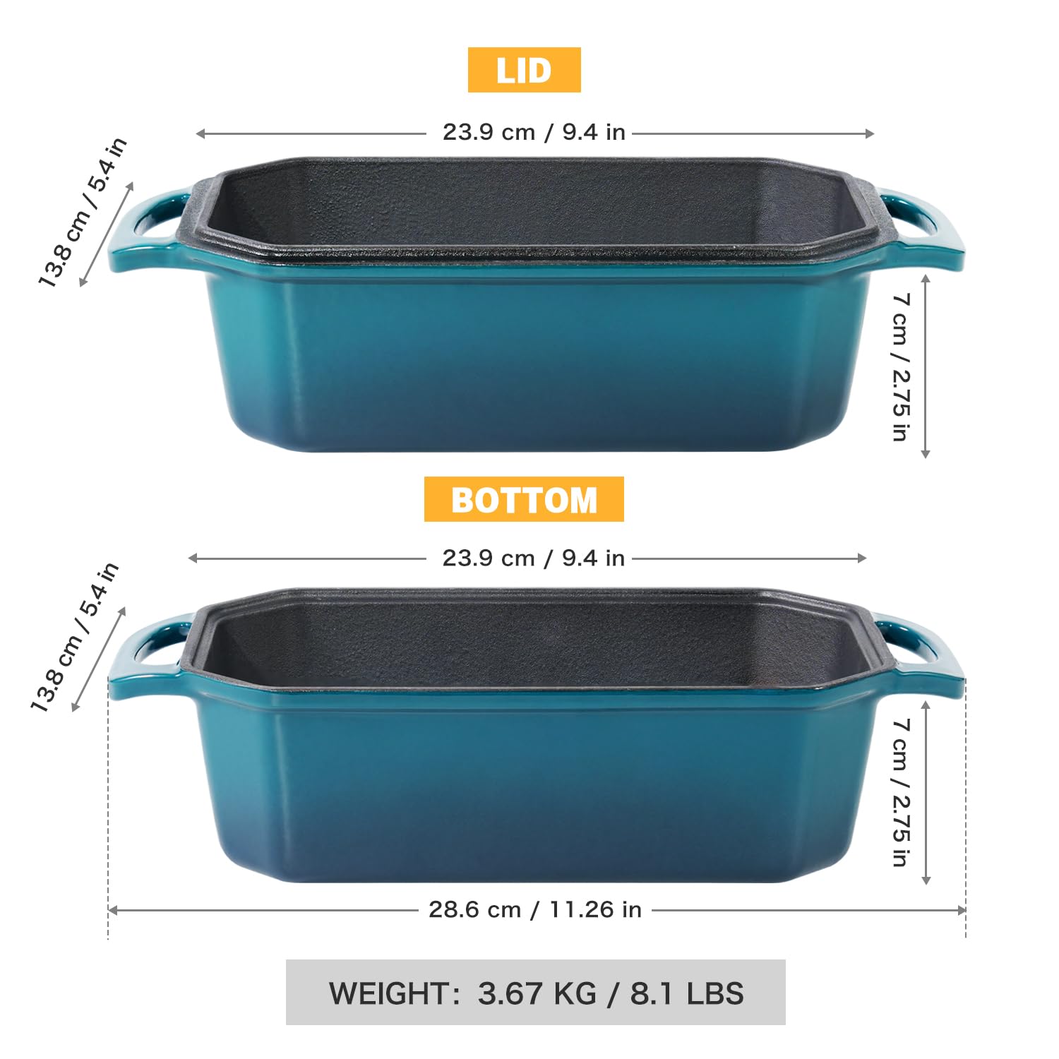 Flavehc ergonomic handles and side profile for secure lifting and even heat