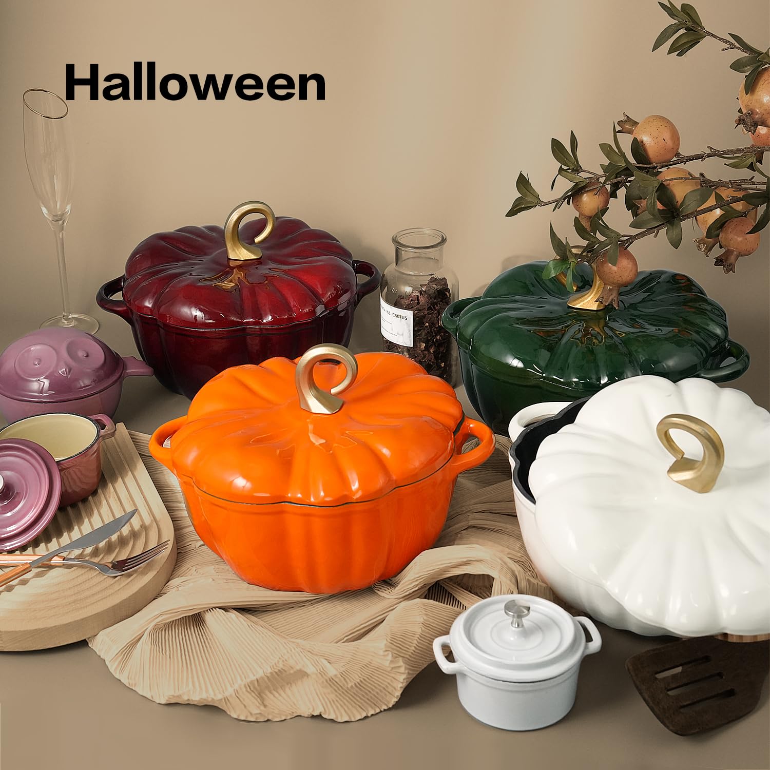 Flavehc pumpkin pot served on holiday table enhancing seasonal presentation