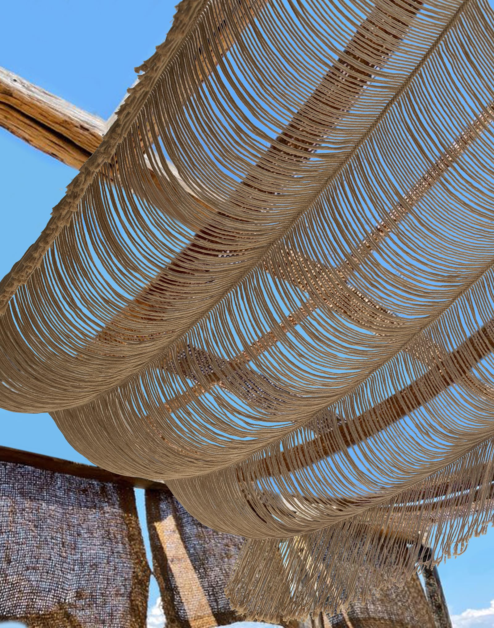 Flber macrame curtain hung at a window demonstrating diffused natural light