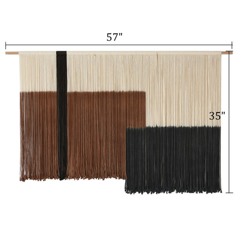 Flber macrame side view revealing dip-dye gradient from coffee brown to black for depth