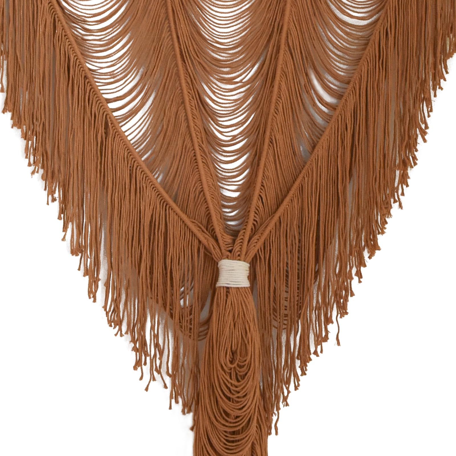Flber macrame top sleeve and rod area showing easy hanging and stability