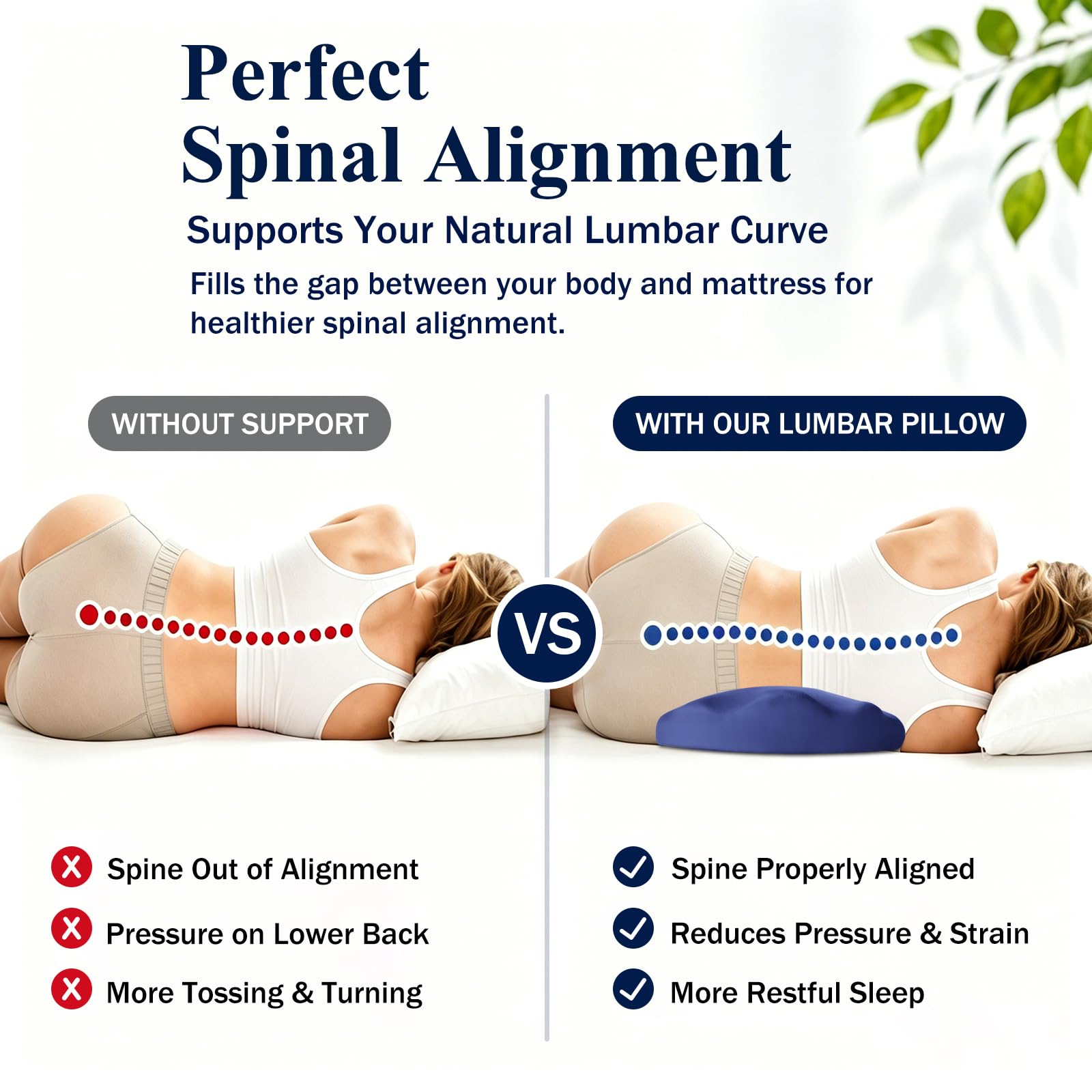 Fledano in-bed side sleeper demo showing improved spinal alignment