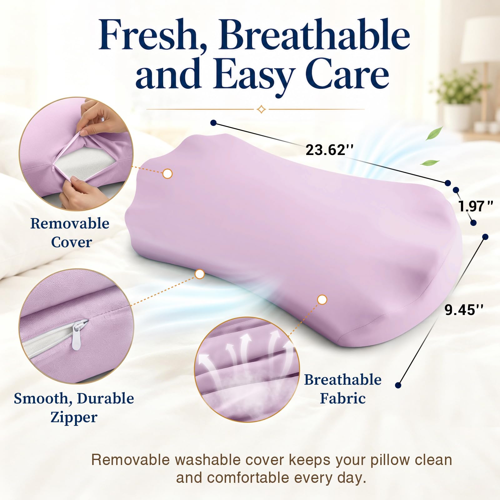 Fledano lumbar pillow styled in bedroom scene demonstrating everyday use benefit