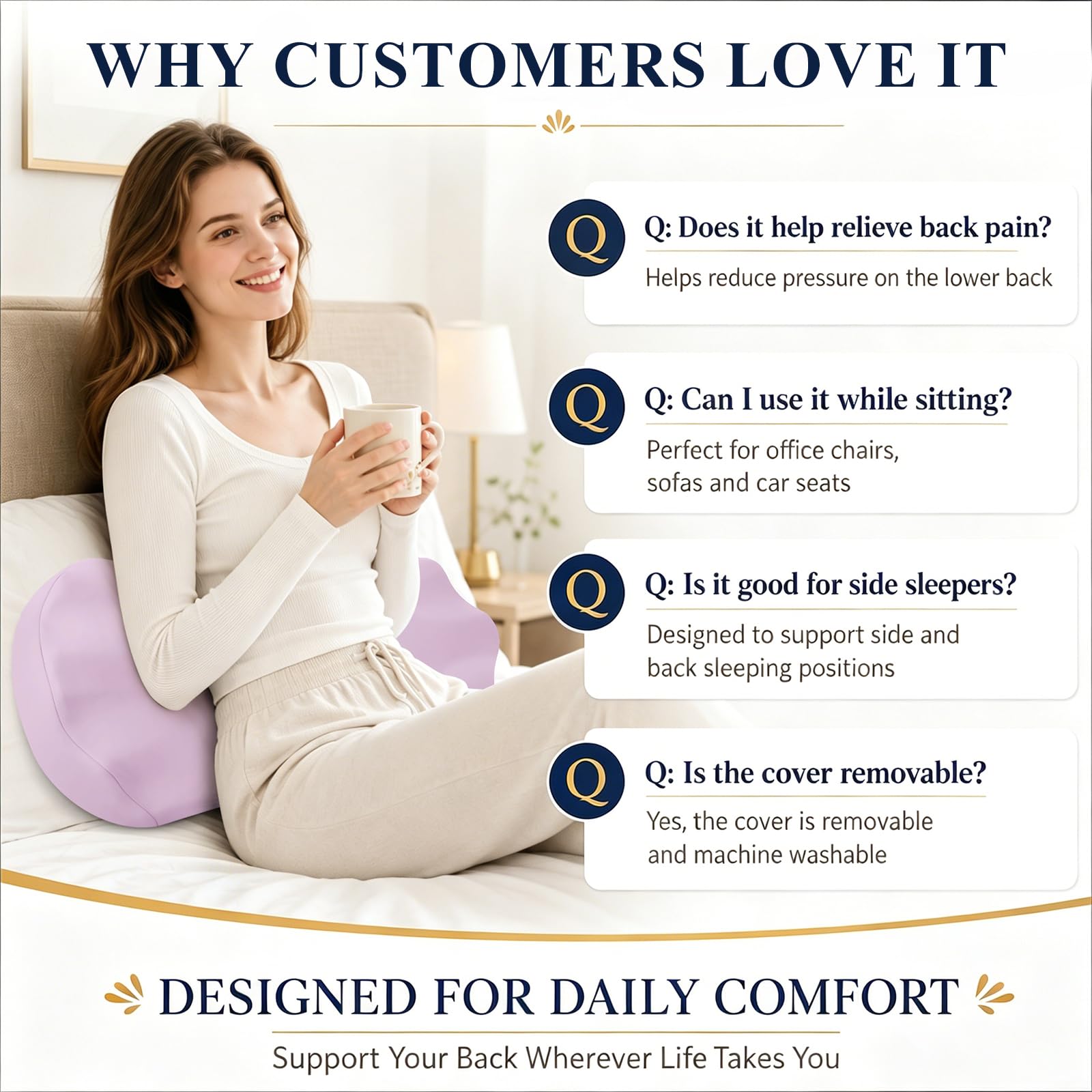 Fledano pillow unboxed on table showing clean packaging and ready-to-use comfort