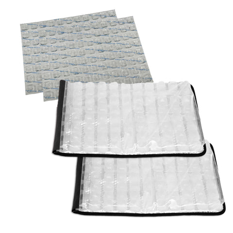 FlexiFreeze front view showing two black mats and packaging for neat transport and cooling