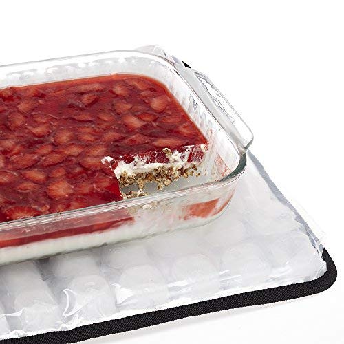 FlexiFreeze mat in outdoor picnic setting keeping fruit and desserts cold