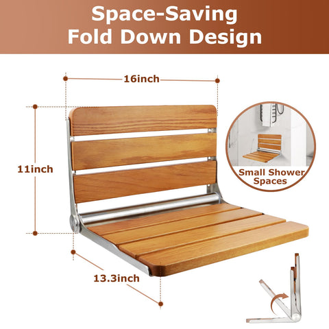 Flngr folded against wall showing slim 2-inch profile to save shower space