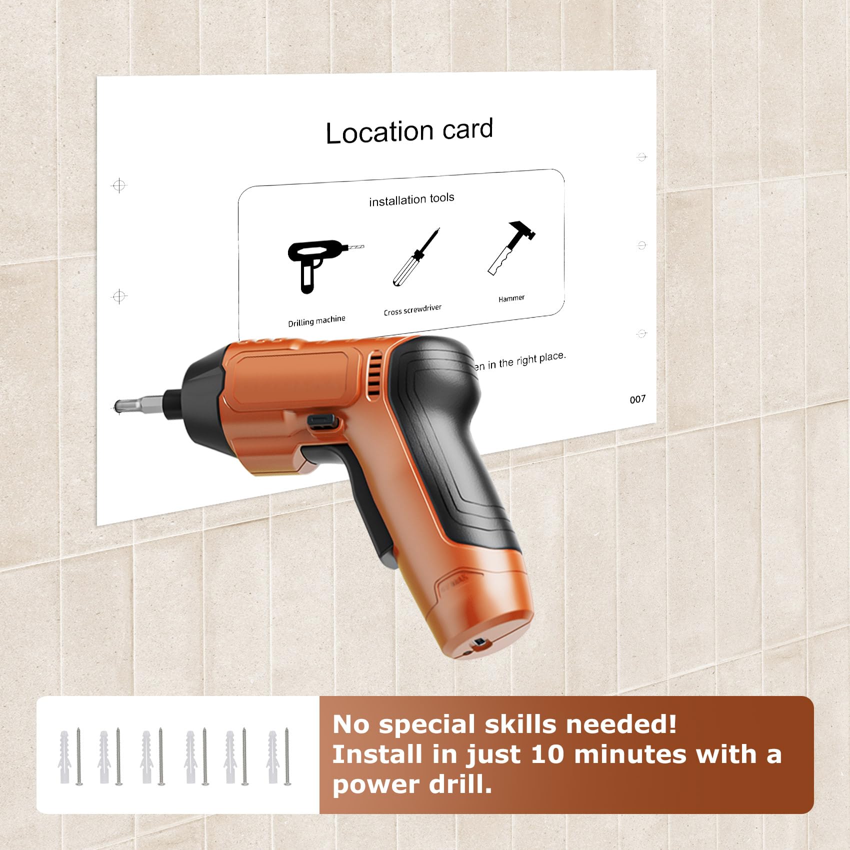 Flngr mounted label and hardware showing installation points and durable parts