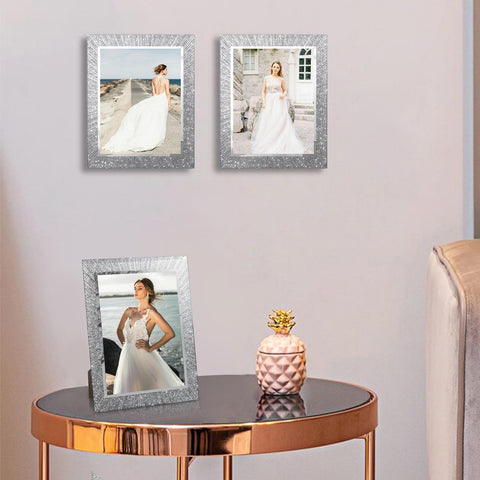 Flocey frame on bedroom vanity in lifestyle scene adding sparkle and refined decor