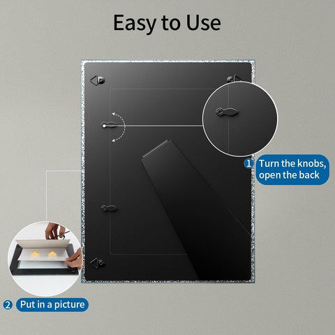 Flocey frame standing on tabletop demonstrating upright display versatility and stability