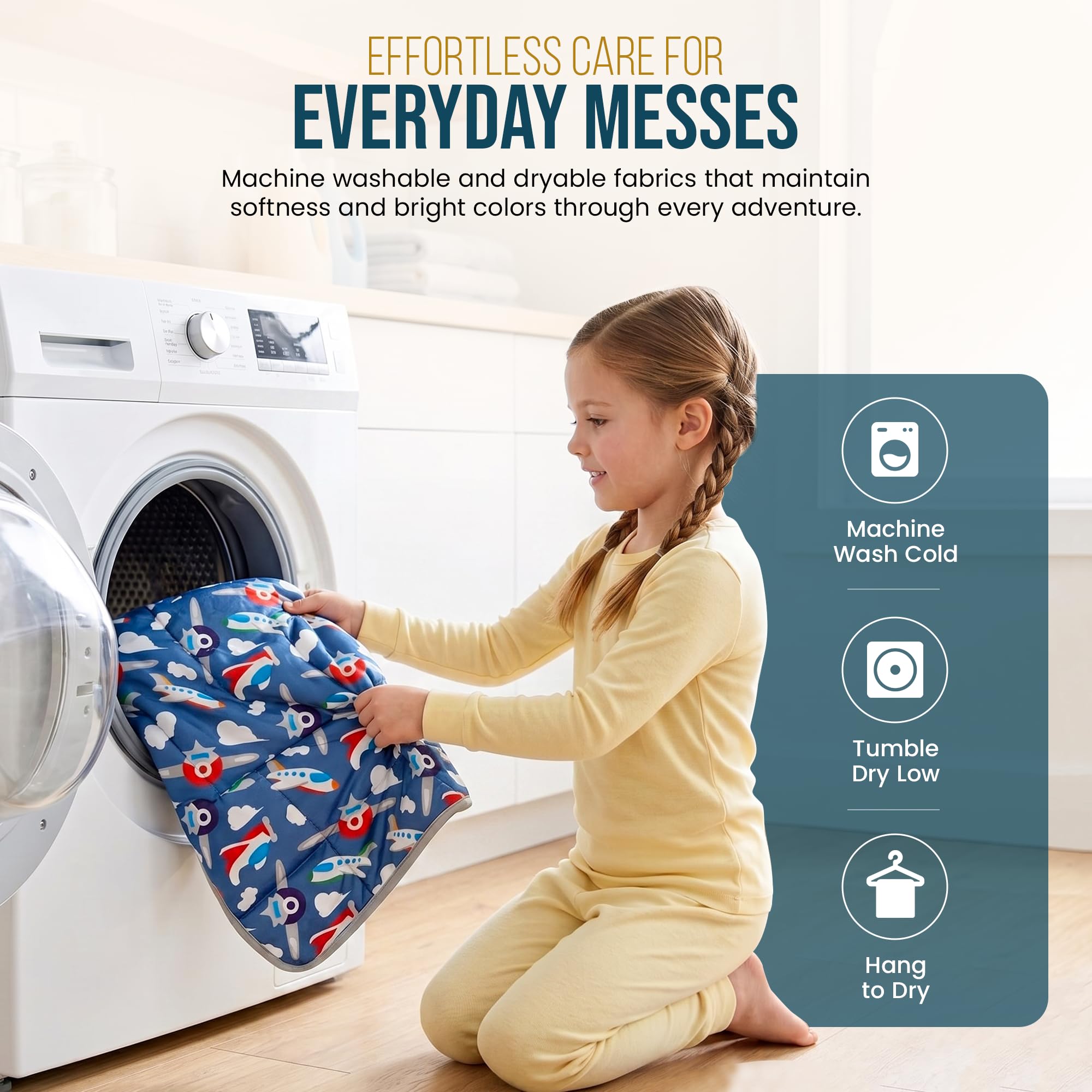 Florensi care and wash label showing machine-washable convenience