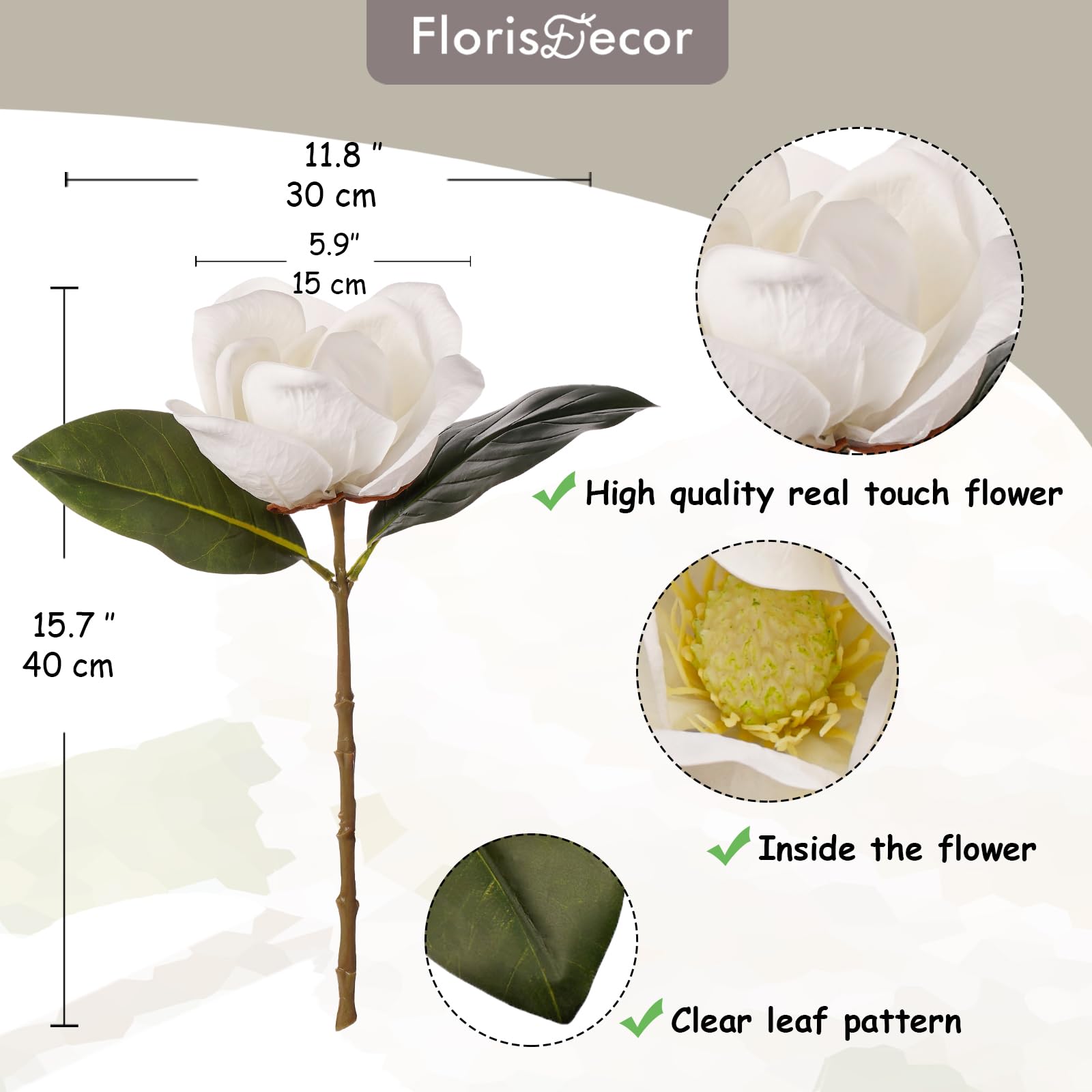 FlorisDecor detailed shot of flexible stem and leaves showing bendable shaping benefit