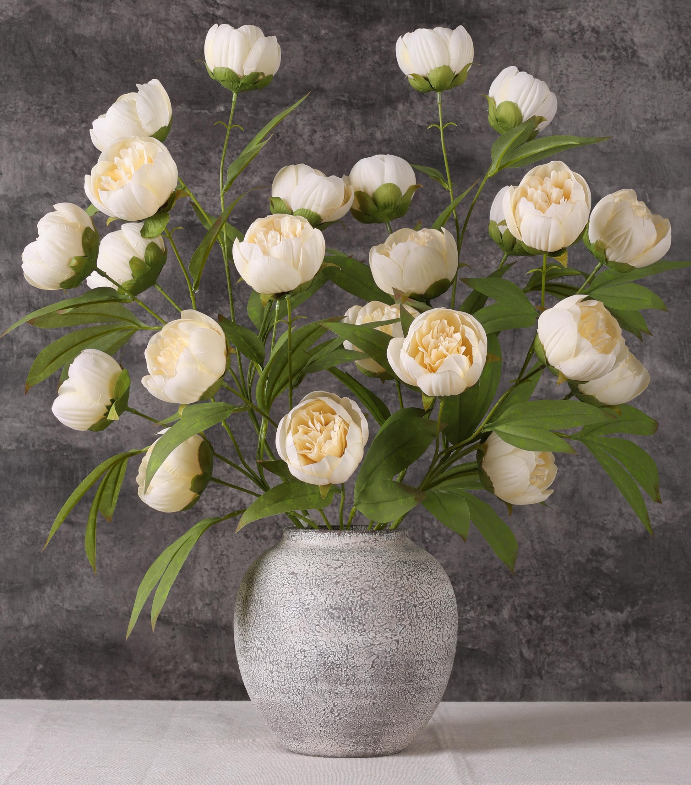 florisso front packaging showing six champagne peony stems, easy display